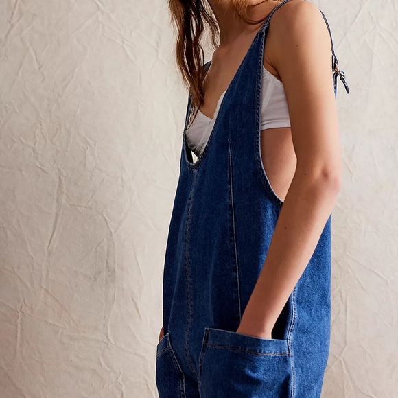 Free People High Roller Denim Overalls - Picture 4 of 6